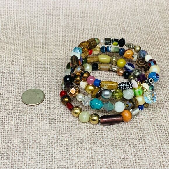 Multi Bead Memory Coil Bracelet - Picture 1 of 2